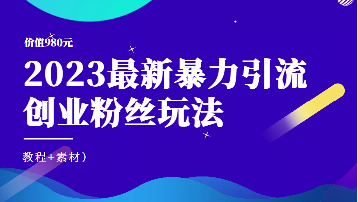 价值980元的2023最新暴力引流创业粉丝玩法（教程+素材）-颜夕资源网-第11张图片