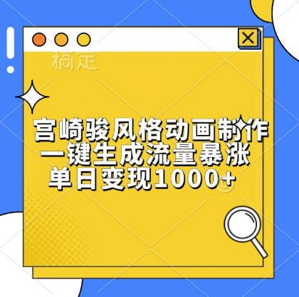 宫崎骏风格动画制作，一键生成流量暴涨，单日变现1000+-颜夕资源网-第13张图片