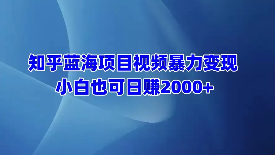 知乎蓝海项目视频带货 小白也可日赚2000+-颜夕资源网-第13张图片