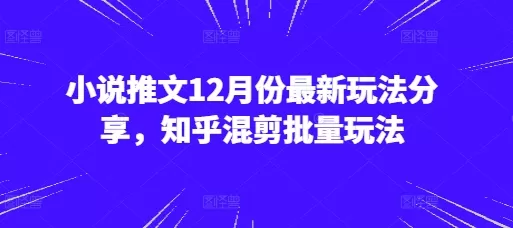 小说推文12月份新的玩法分享，知乎混剪批量玩法-颜夕资源网-第13张图片