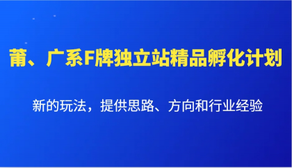 莆、广系F牌独立站精品孵化计划，新的玩法，提供思路、方向和行业经验-颜夕资源网-第13张图片
