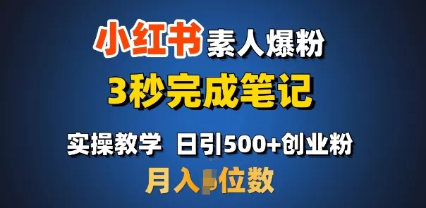 小红书素人爆粉，3秒完成笔记，日引500+月入过W-颜夕资源网-第13张图片