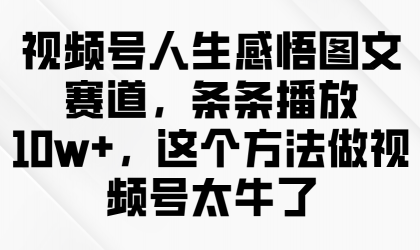 视频号人生感悟图文赛道，条条播放10w+，这个方法做视频号太牛了-颜夕资源网-第13张图片