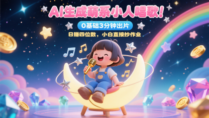 AI生成萌系小人唱歌！0基础3分钟出片，28个作品涨粉9万，日赚四位数，小白直接抄作业-颜夕资源网-第12张图片