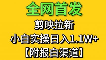 剪映拉新，小白实操单日收益1.1W+【附报白渠道】